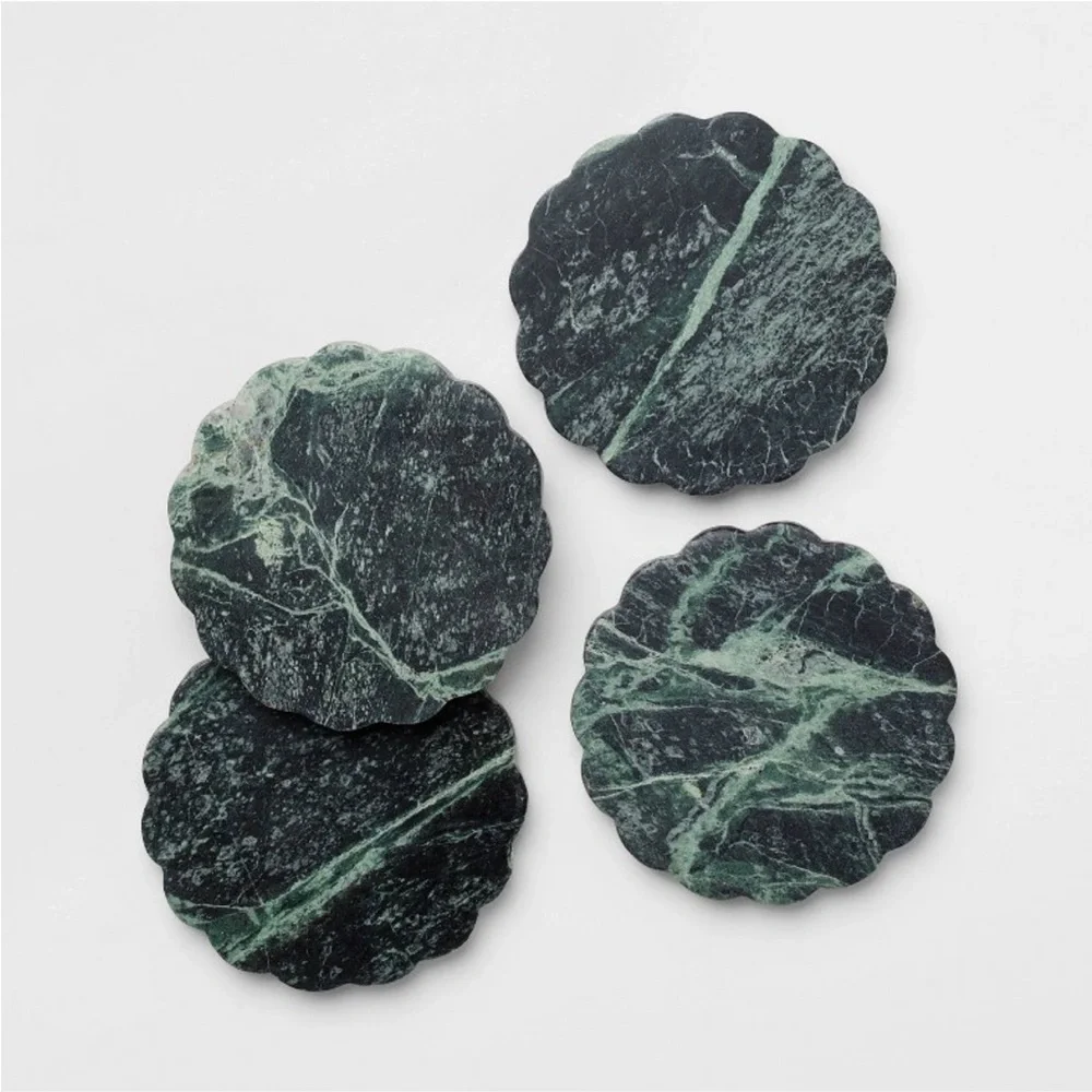 4pc Scallop Marble Coaster Set - Threshold designed with Studio McGee